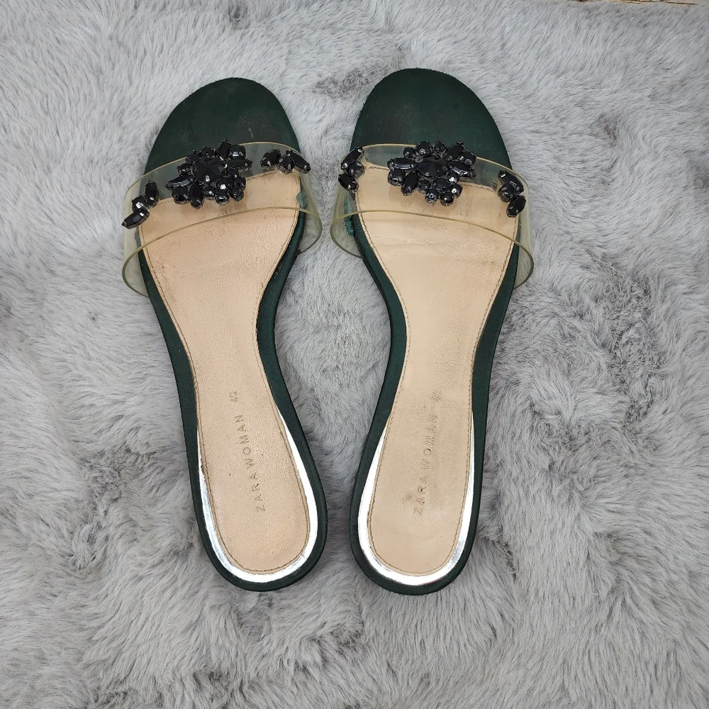 Zara woman clear vinyl and satin gemstone  sandals - Picture 4 of 9